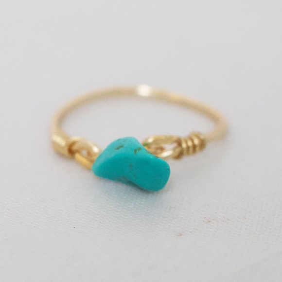 Turquoise Simple Gold Ring - Picture 2 of 3